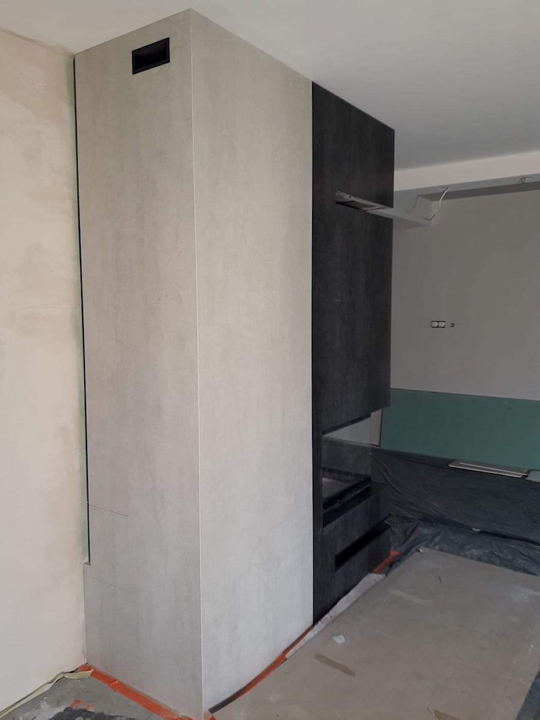 Kominek ze spieku kwarcowego 9 — Spiek kwarcowy, realizacja GRES DESIGN, Częstochowa