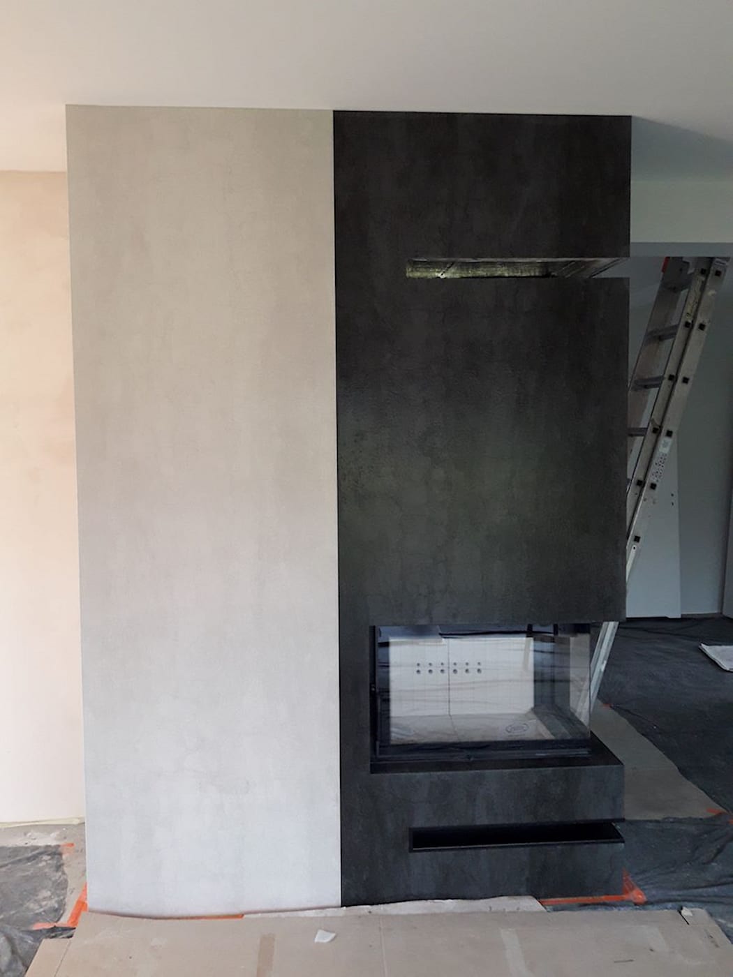 Kominek ze spieku kwarcowego 6 — Spiek kwarcowy, realizacja GRES DESIGN, Częstochowa